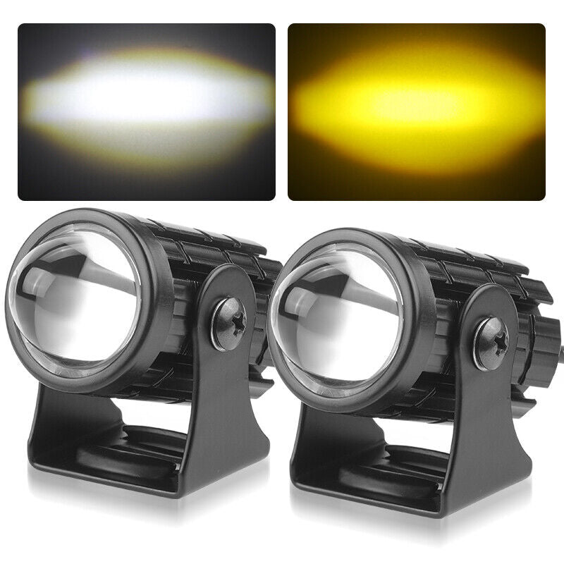 2x Mini Motorcycle Spot Lights Headlights Driving Fog Lamp ATV UTV Yellow White