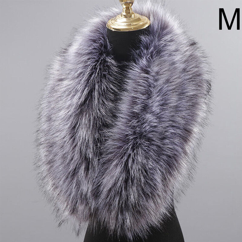 Women Winter Warm Fluffy Collar Scarf Faux Fox Fur Shawl Neck Warmer Wraps Stole