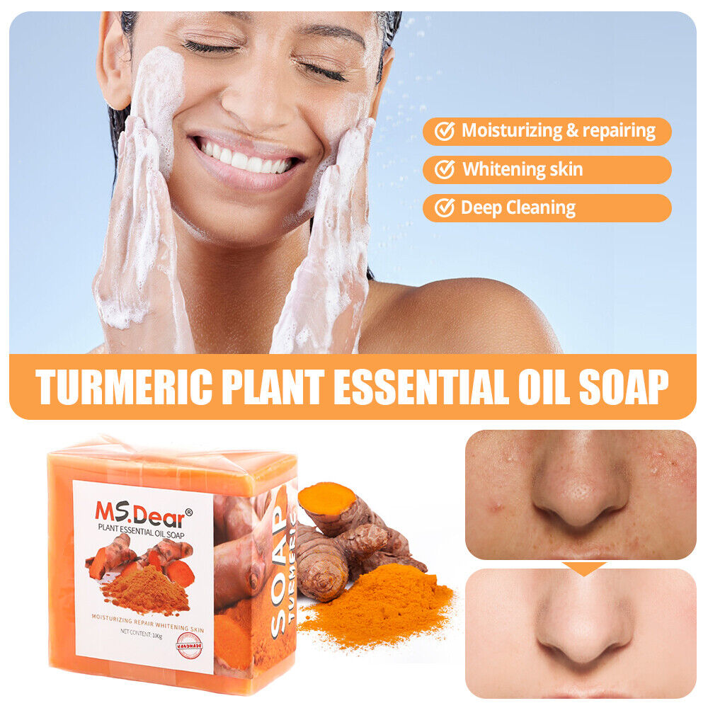 2Pcs Tumeric Soap Skin Whitening Dark Spots lightening Acne Brightening Turmeric