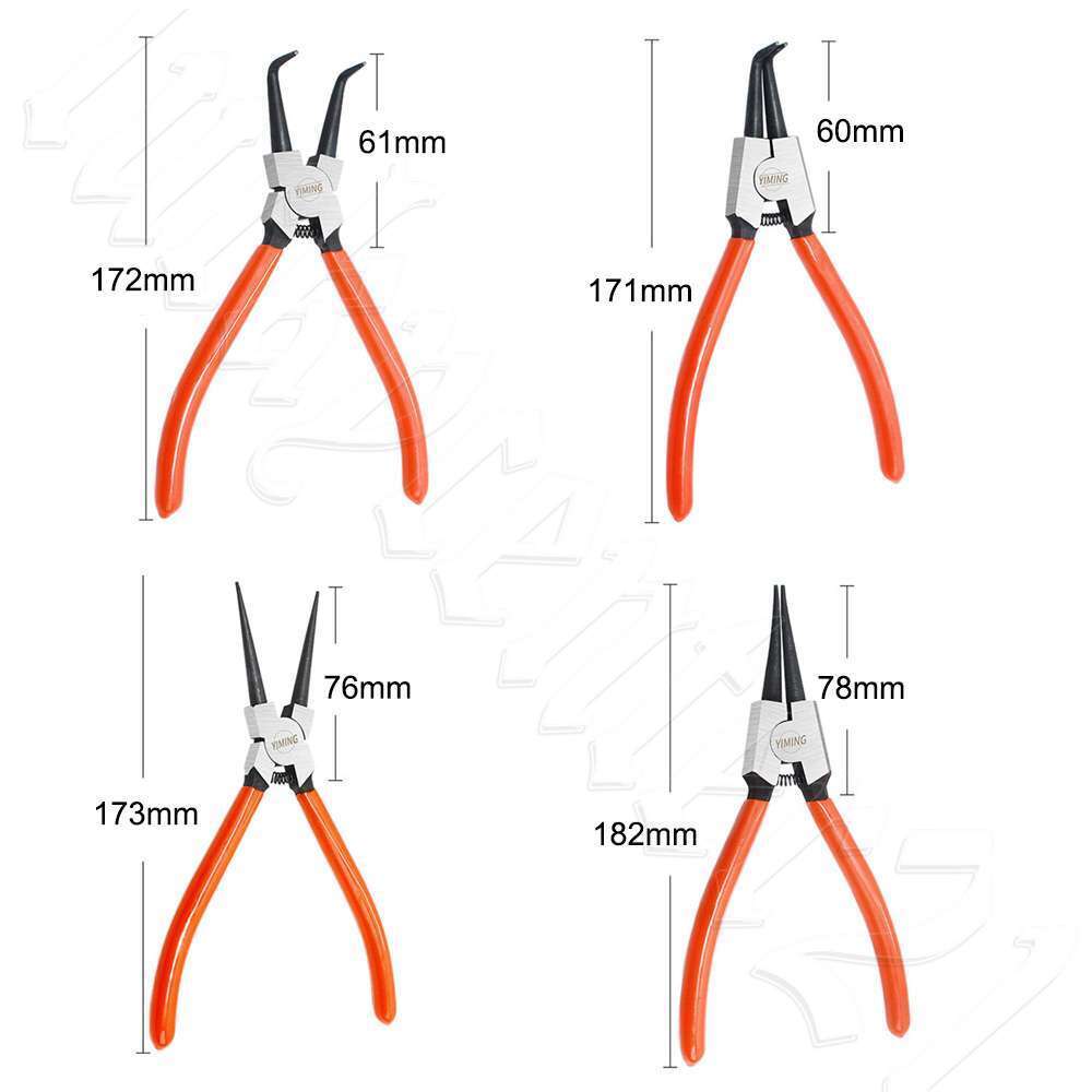 4-Piece 7" Circlip Pliers Set Internal/External Bent/Straight Snap Ring Remover