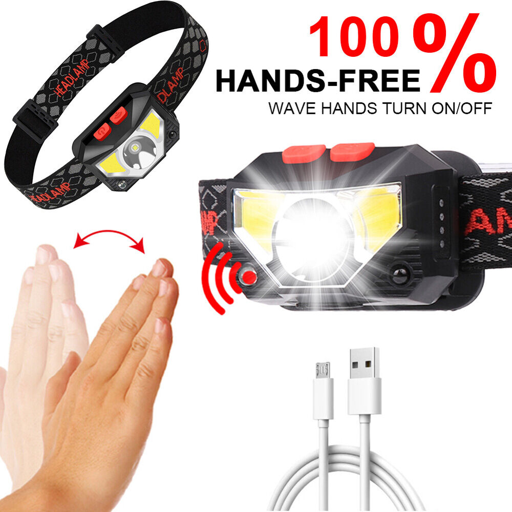 XPG+COB LED Headlamp Wave Induction 1000mAh Waterproof Outdoor Head Flashligh