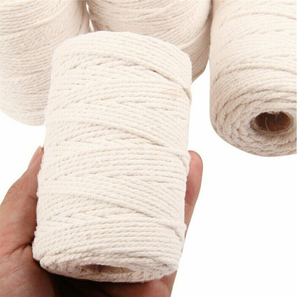 3mm 200M Natural Cotton Twisted Cord Craft Macrame Artisan Rope Craft String