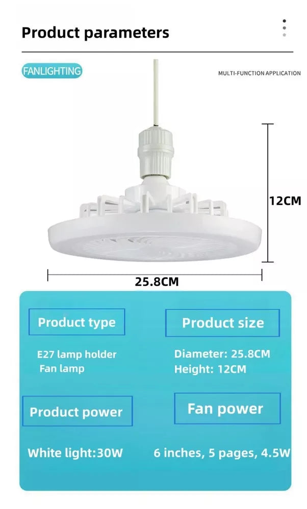 Modern E27 Led Ceiling Fan Light Adjustable Wind Speed Fan Lamp Remote Control