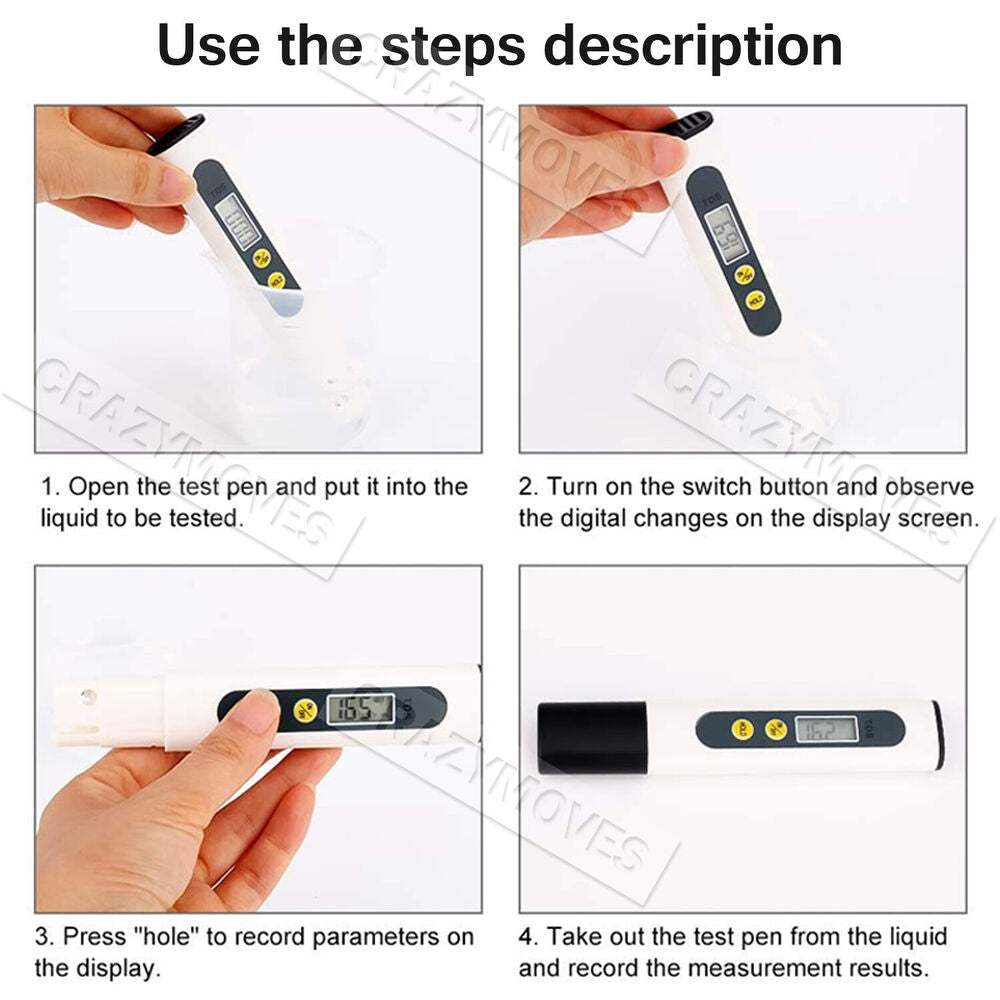 PH TDS Meter Digital Tester Pen Aquarium Pool SPA Water Quality Monitor