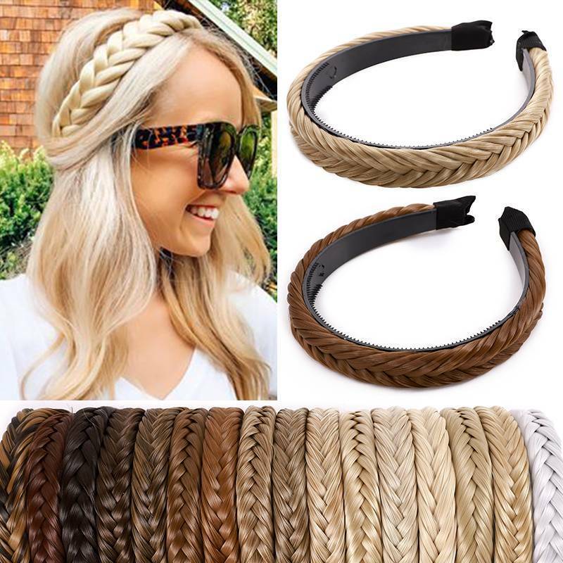 Women Braided Synthetic Plait Plaited Elastic Hair Accessories Band Headband