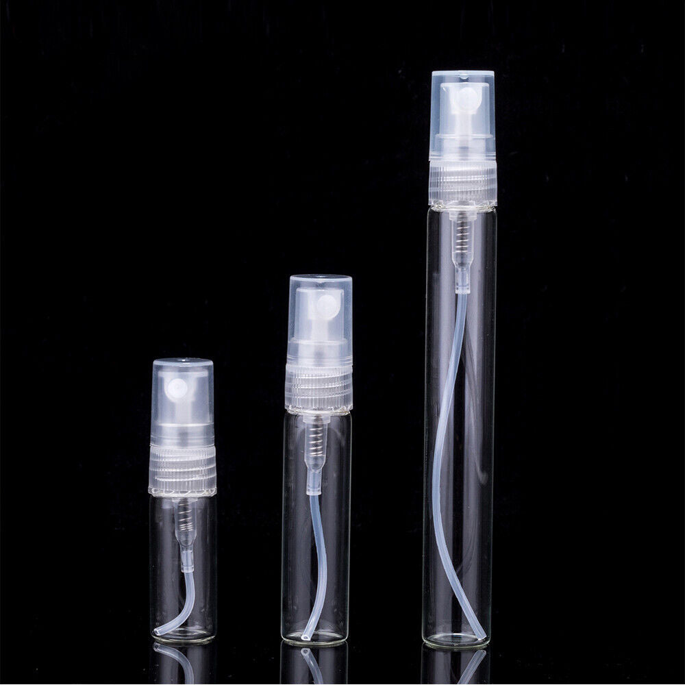 3/5/10ml Perfume Atomizer Empty Flat Glass Spray Bottle Refillable Container 10X