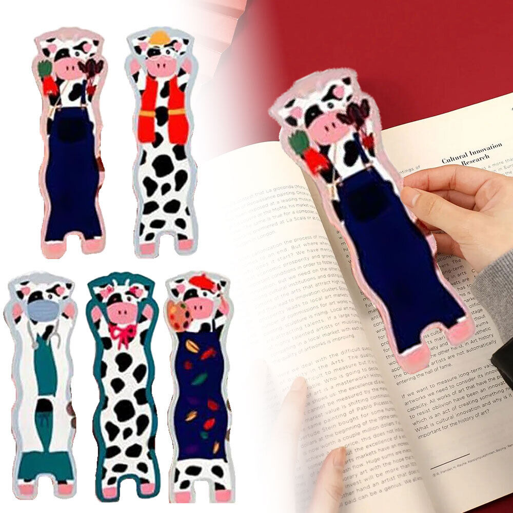 Wavy Cow Bookmarks,5PCS Cute Wavy Cow Bookmarks for Book Lovers #T