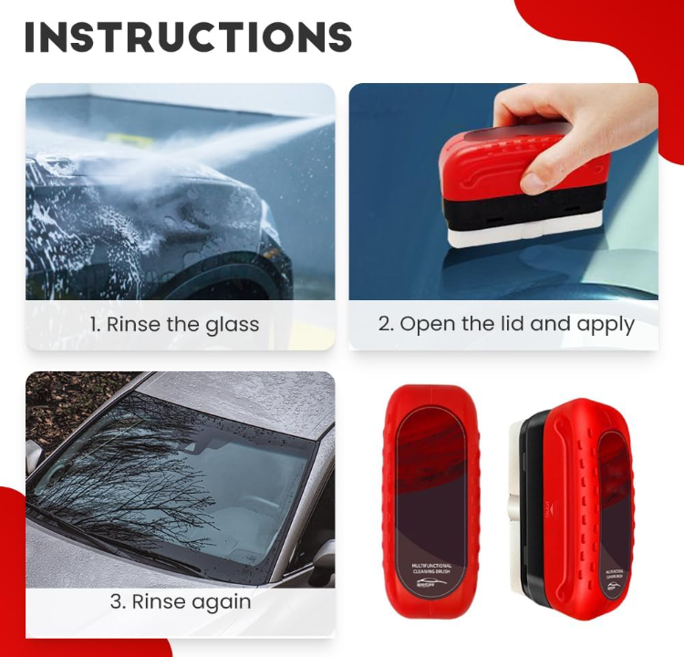 2pcs Automotive Oil Film Cleaning Brush,Seedhubdok Glass Cleaning Board,Wemas Cleaner