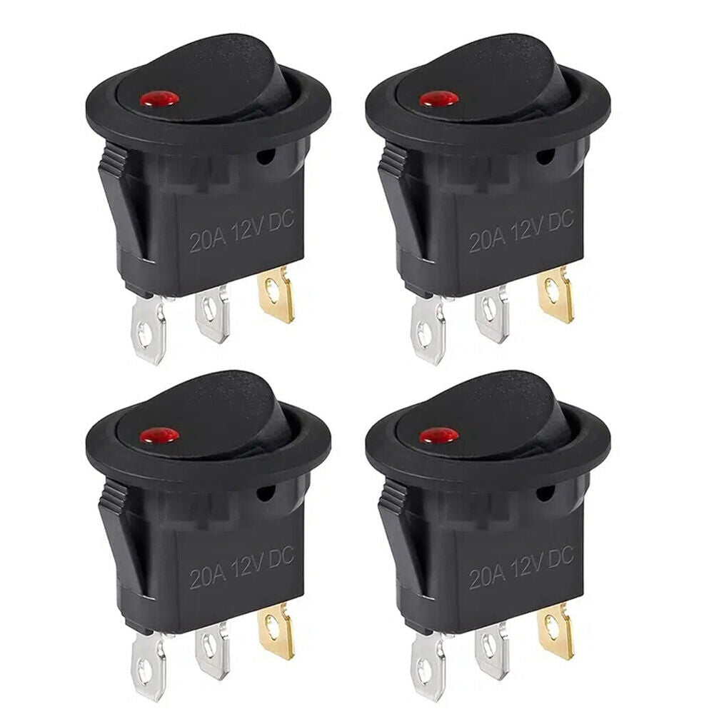 4Pcs Rocker Button with LED Light Useful DC 12V 20A Toggle Buttons for Boat Car