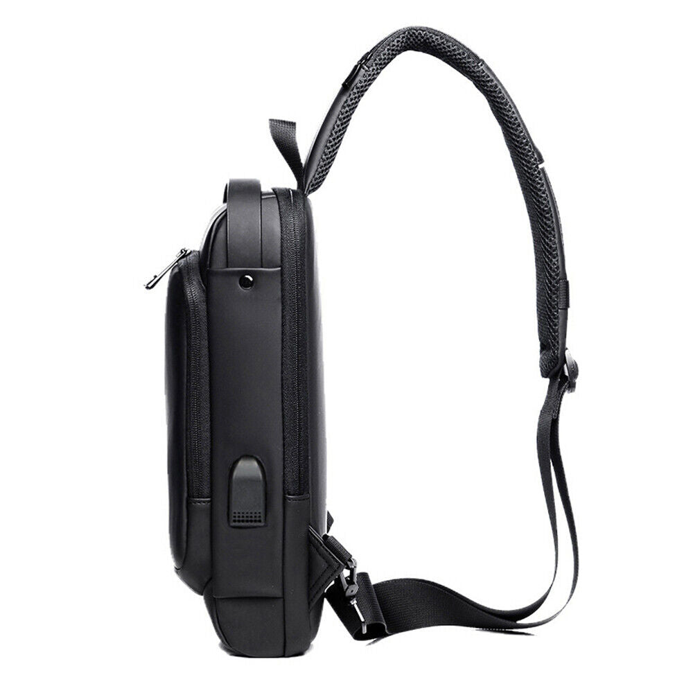 Men Sling Bag with Lock Waterproof -theft Chest Bag with USB