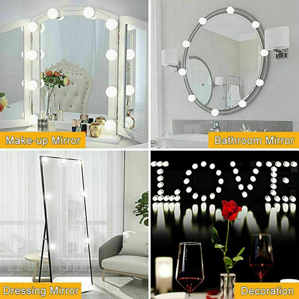 Make Up Mirror Lights 10-14 LED Bulbs Vanity Light Dimmable Ball Lamp Hollywood