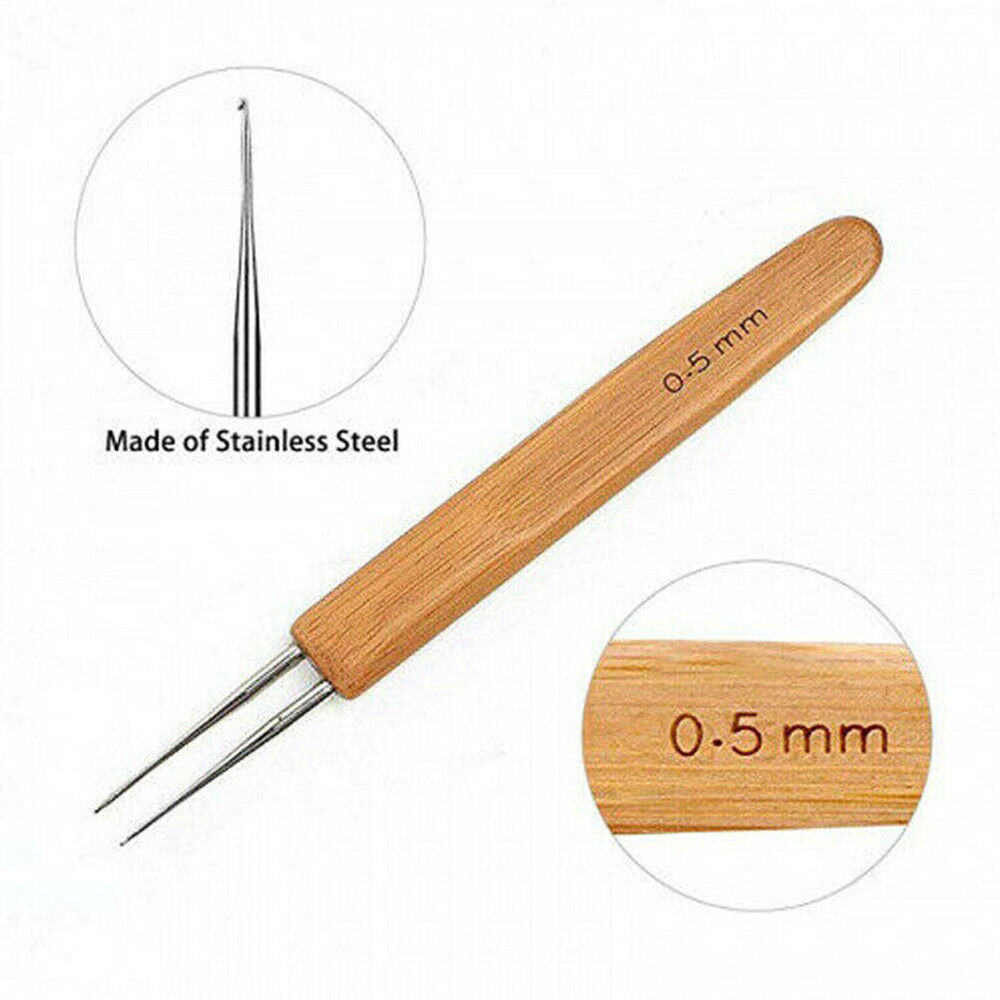 Bamboo Crochet Dreadlock Hook Needle Dread Tool Braiding Hair Maintenance Craft