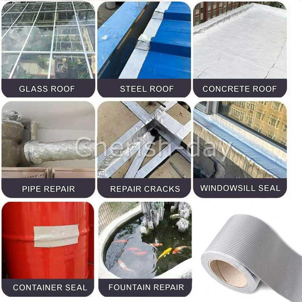 10m Aluminum Foil Tape Seal Butyl Rubber Adhesive Tape Waterproof Roof Repair