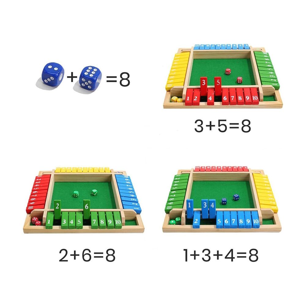 Shut the Box Game Wooden Board Number Drinking Dice Toy Family Traditiona