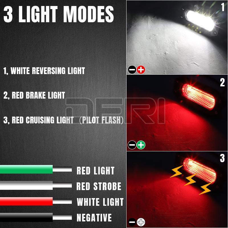 2x 7" inch Flood LED Lights Flush Mount Driving Work Reverse White Red Tail Lamp