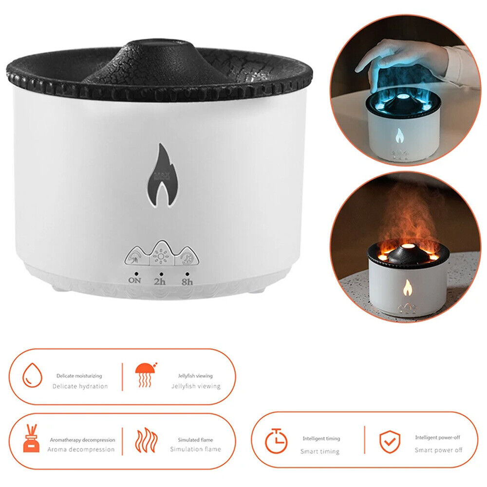 360ml Humidifier Essential Oil Diffuser Volcano Flame Style Remote Hotels Home