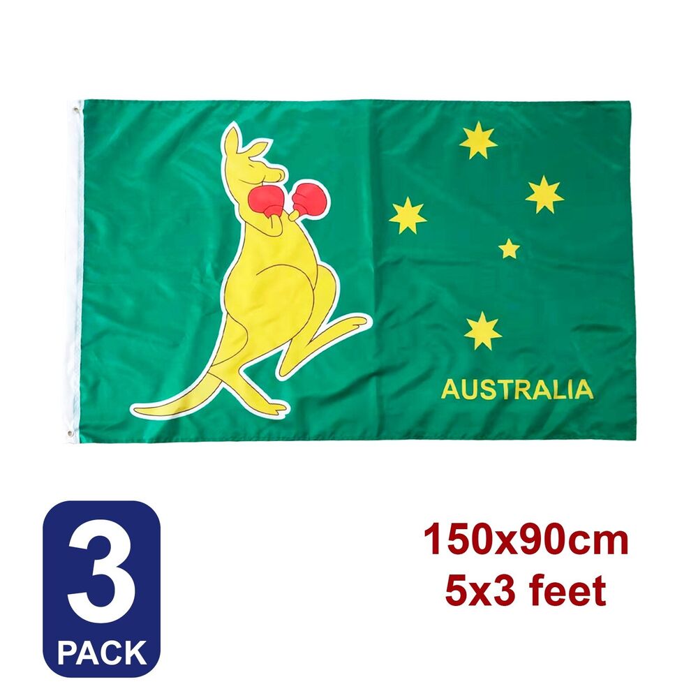 3X Boxing Kangaroo Flag 3x5 ft Australian National Symbol 90x150 cm Banner