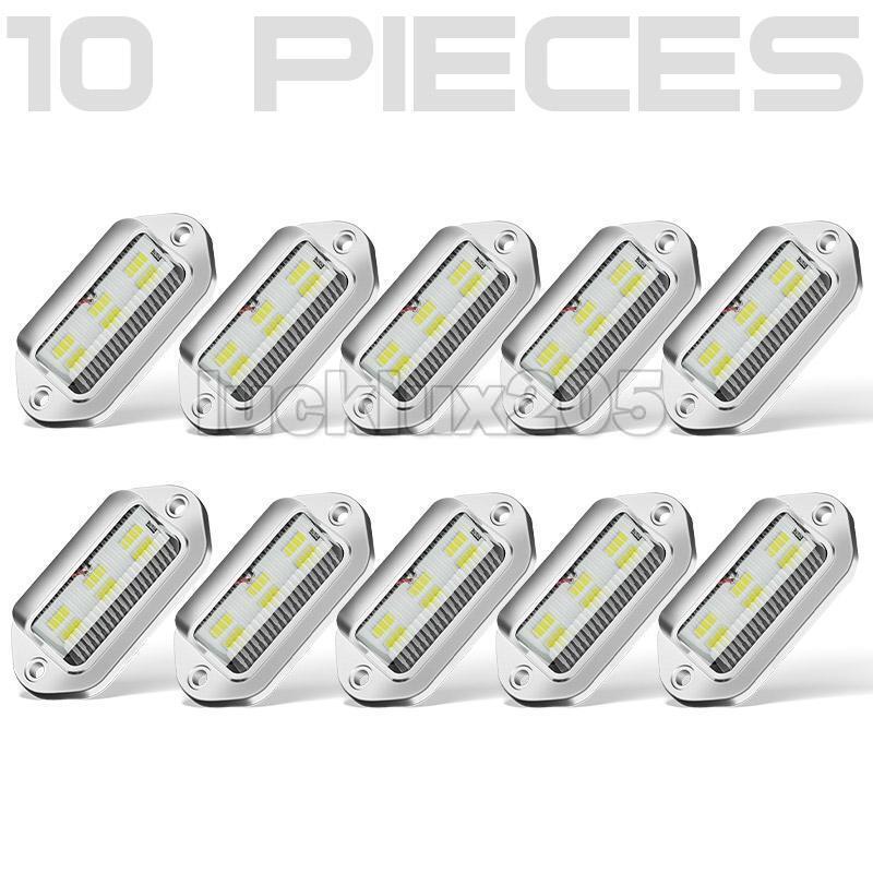 10pcs 6 LED License Number Plate Light Side Lamp for Truck SUV Trailer Lorry 12/24V