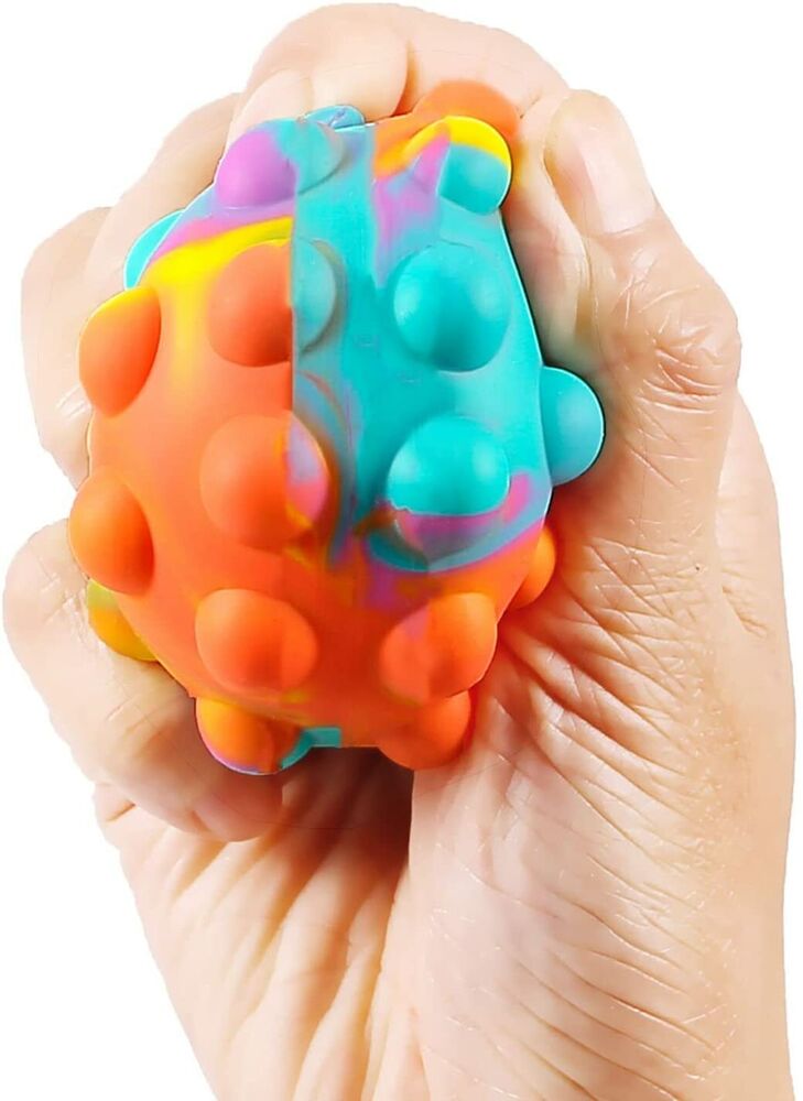 3x Stress Balls Fidget Toys for Kids Adults Push it Pop 3D Popper Sensory Gifts