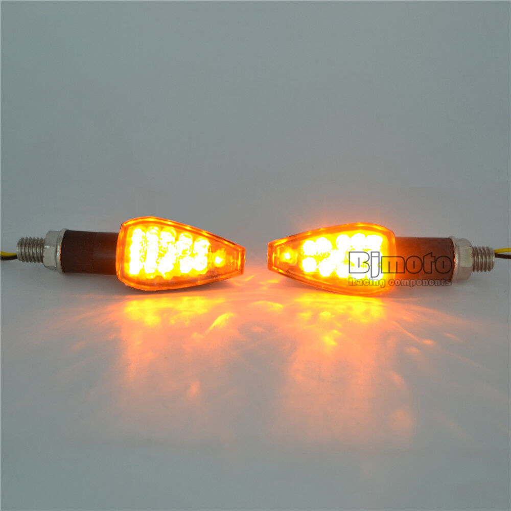 2X Motorcycle Indicators LED Turn Signal Flowing Water Light Universal Amber