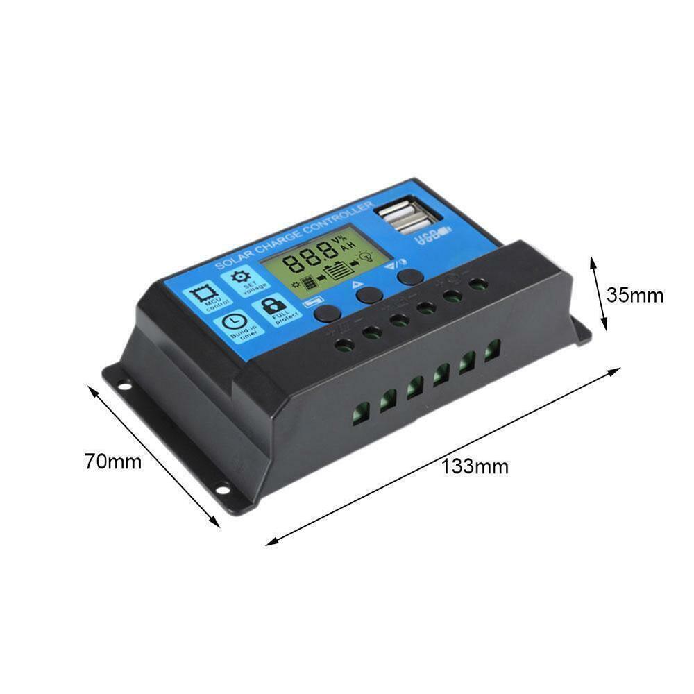 Solar Panel 10A 20A 30A Battery Charge Controller LCD Regulator USB 12V/24V J9D6