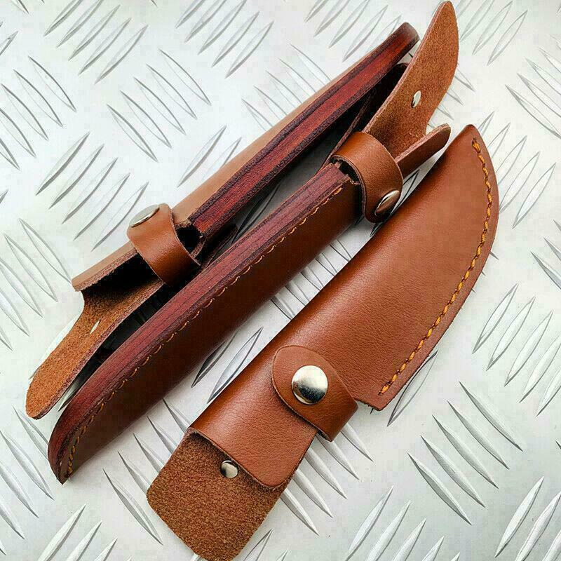 Portable Cowhide Leather Straight Knife Sheath Pouch Cover For Fixed Blade Cover