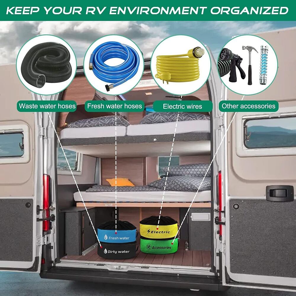 Hose Bag Caravan Camping RV Cable Organizer Water Hose Electrical Cords Storage