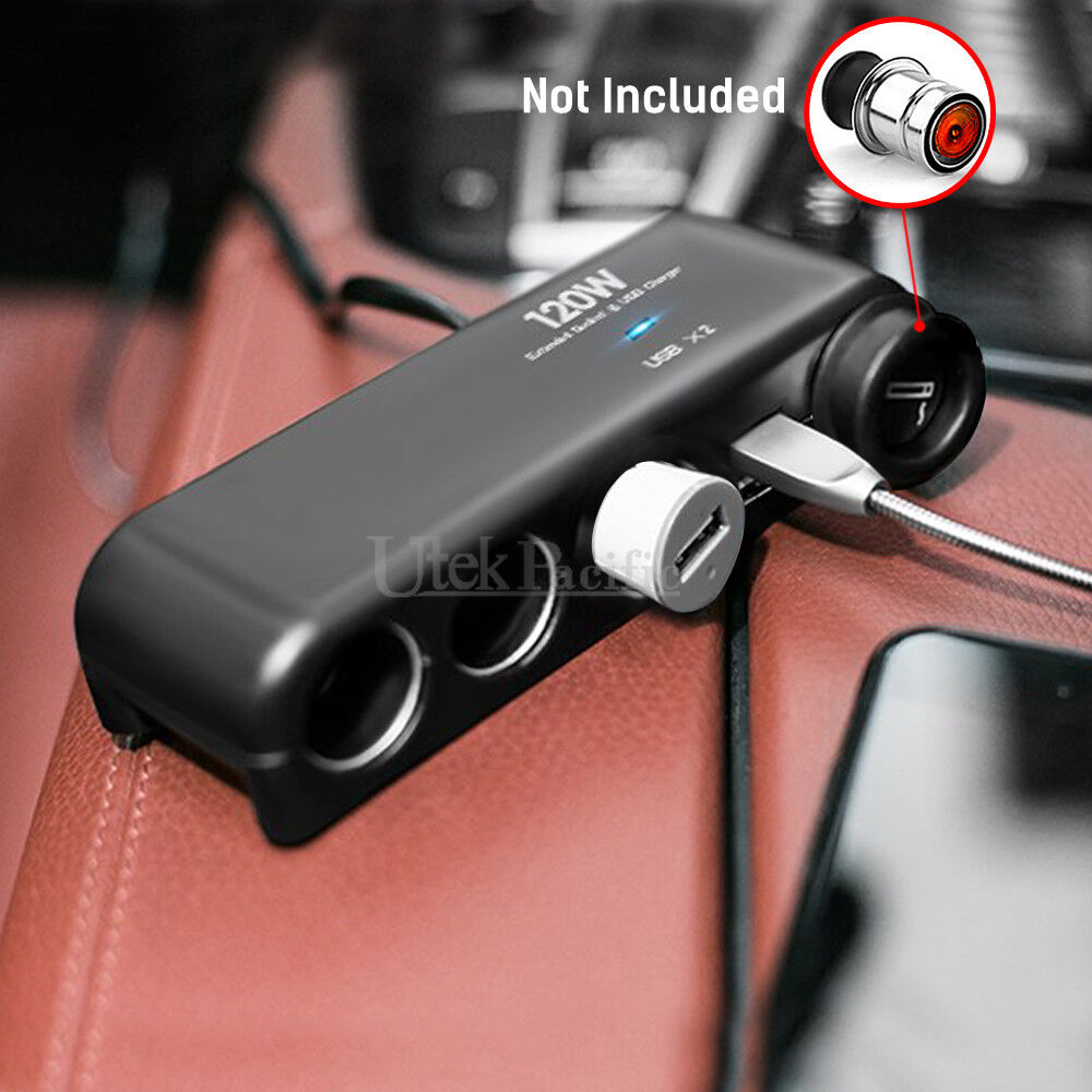 4 Way 12V 24V Multi Socket Car Cigarette Lighter Splitter USB Charger Adapter