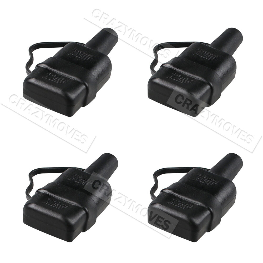 4x Waterproof 50A Anderson Plug Dust Cable Sheath Cover Black With Cap