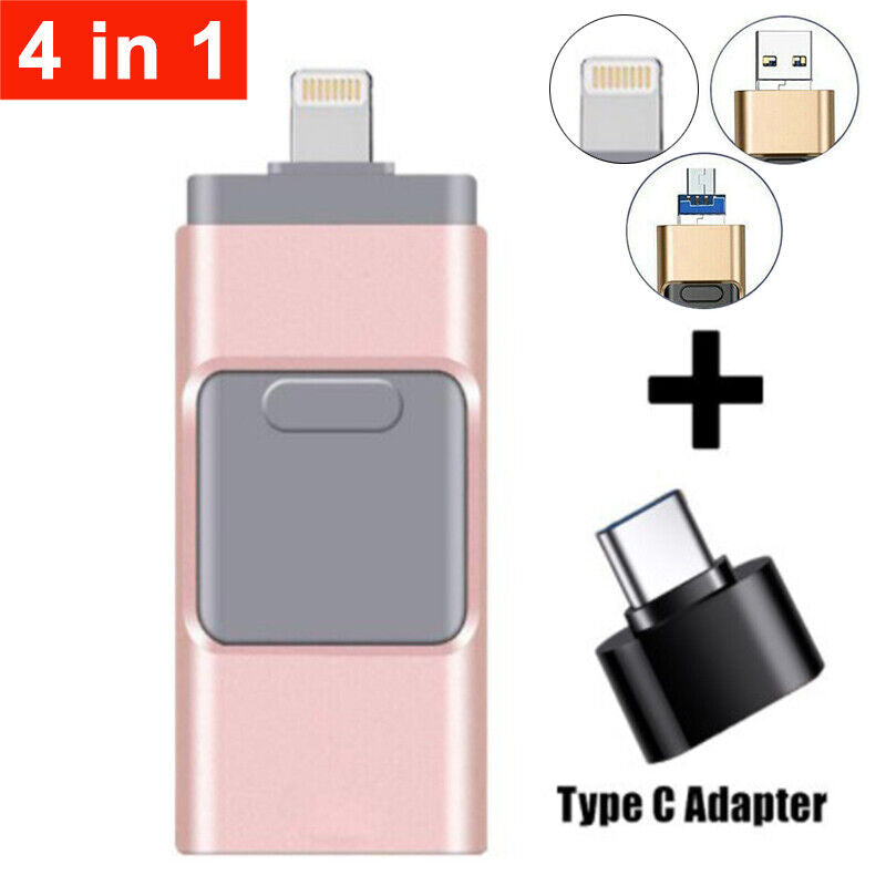 4 in 1 2TB USB 3.0 Flash Drive Memory Photo Stick for iPhone Android iPad Type C