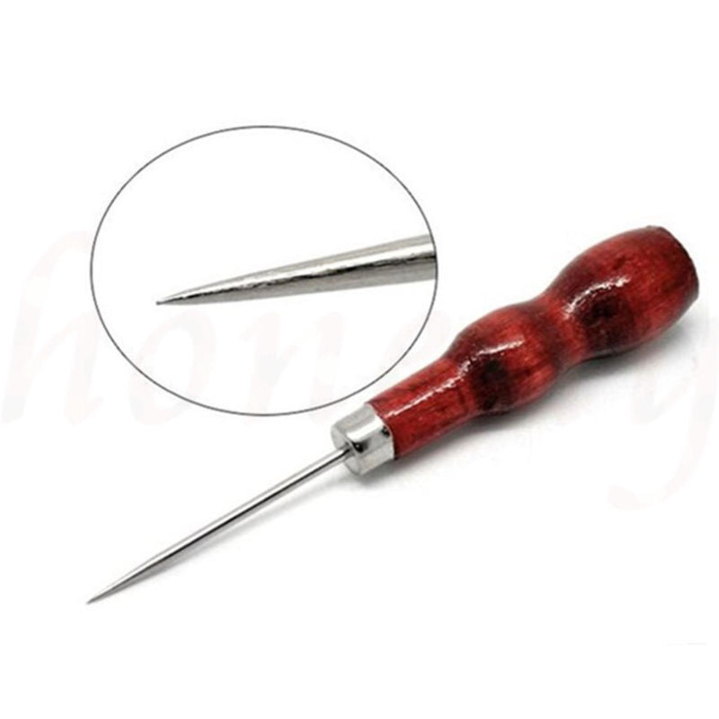 2pcs Wooden Handle Beading Awl Boring Hole Tailor Making Tool Bradle Bradawl