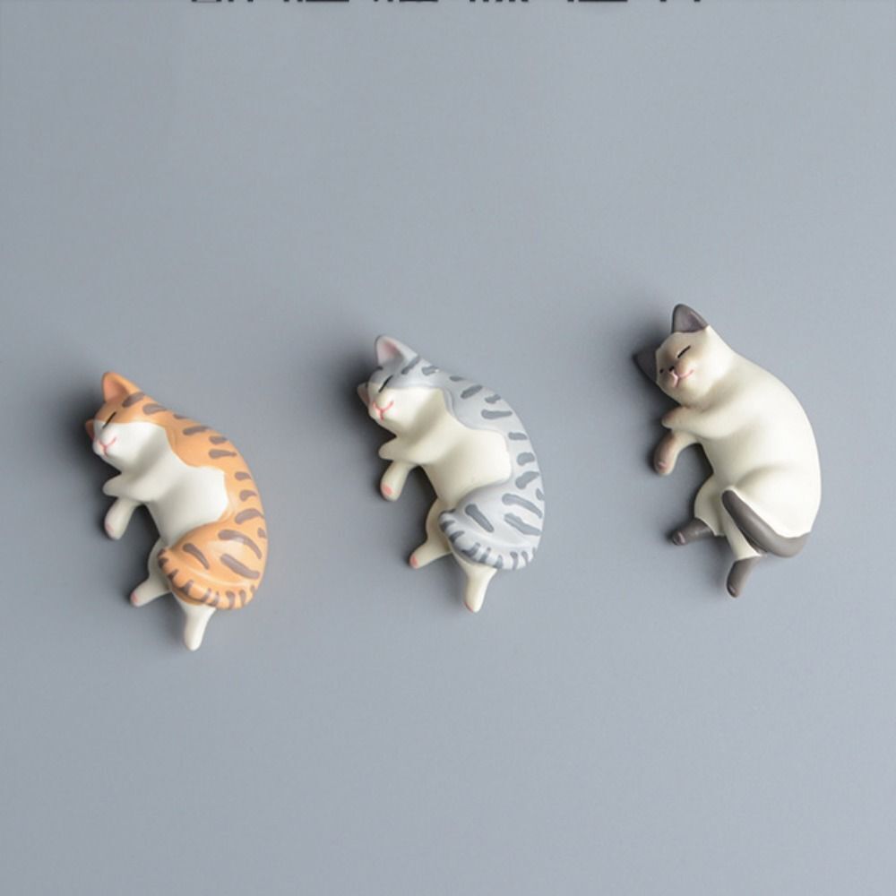 Simulation Sleep Cat Fridge Magnets Cute Lazy Cat Miniatures 6 Styles Car