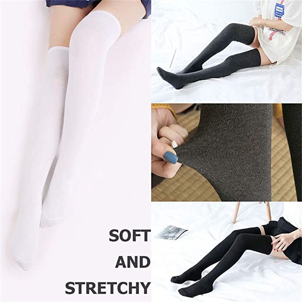 Warm Thigh High Socks Women Solid Color Over knee Long Boot Knitted Cable Knit