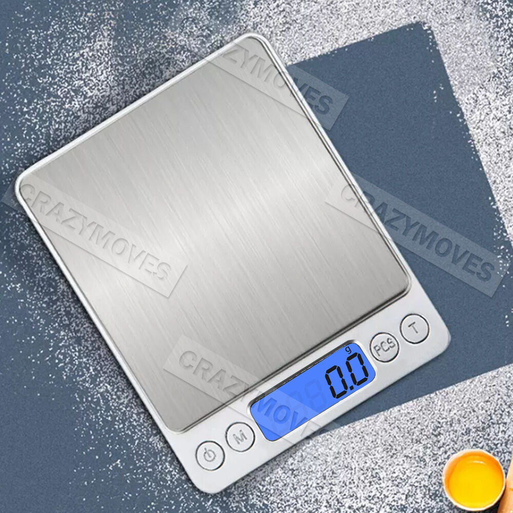 Pocket Digital Mini Scales 0.01-500g/0.1-3KG Precision Weight Balance Silver