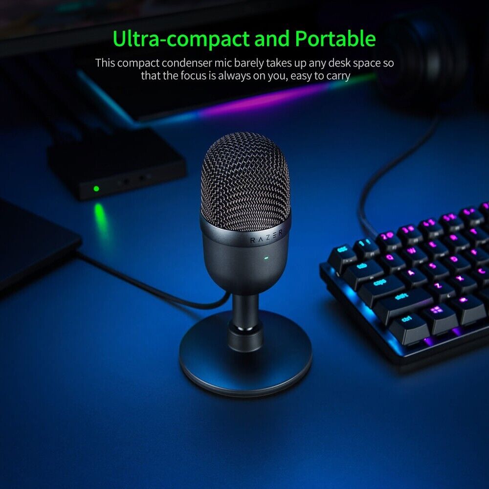 Razer Seiren Mini Microphone Ultra Compact Condenser Recording Gaming USB Mic