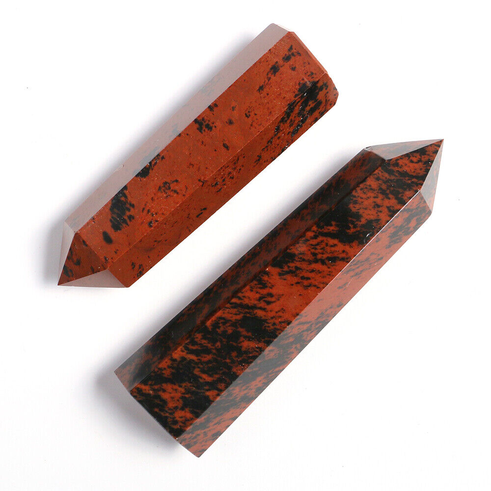 4~8cm Natural Mahogany Red Obsidian Obelisk Tower Crystal Quartz Point Wand