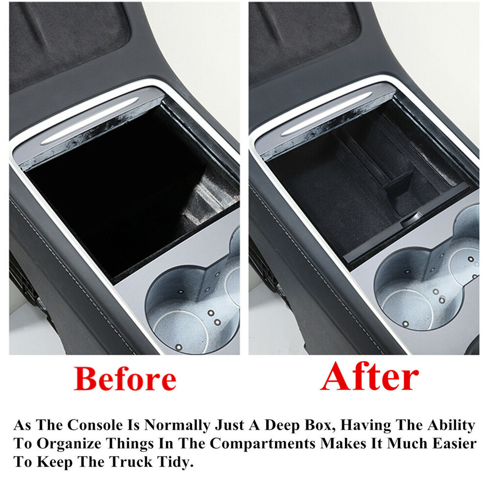 For Tesla Model 3  Centre Console Organiser Tray Armrest Storage Box Drawer