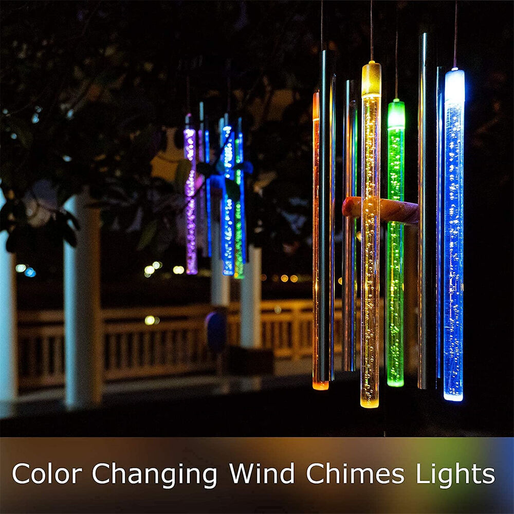 Solar Wind Chimes Lights Outdoor Memorial Wind Chimes with Color Changing RGB