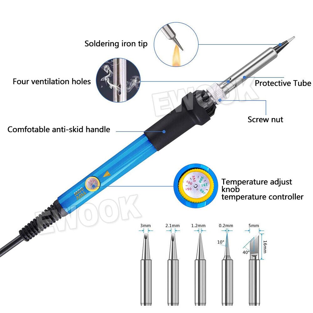 60W Electric Soldering Iron Kit Solder Welding Tool Stand Adjustable Temperature