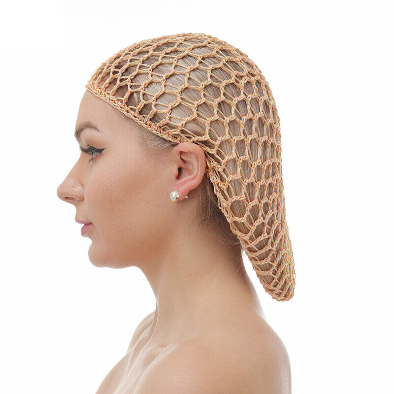 Womens Mesh Hair Net Crochet Cap Solid Hairnet Snood Sleeping Turban Hat Vintage