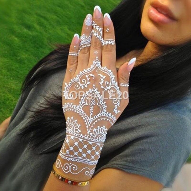 Women Natural White Henna Cones Temporary Tattoo Kit Body Art Paint Mehandi Ink