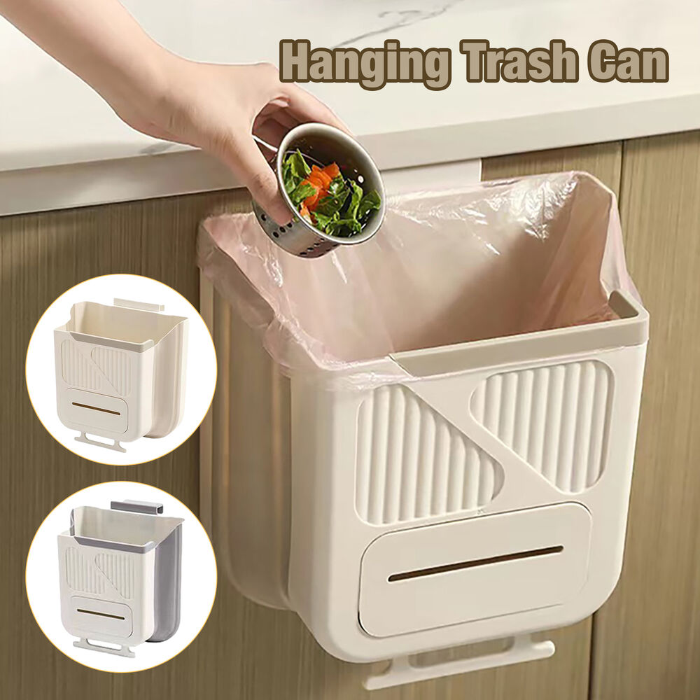 Wall Mounted Trash Can Foldable Waste Bin Collapsible Garbage Can Compost Bin