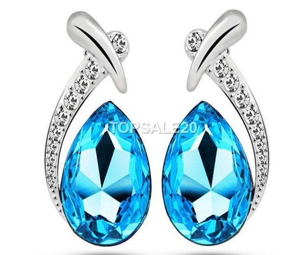 Women's Wedding Bridal Rhinestone Crystal Necklace Earrings Set