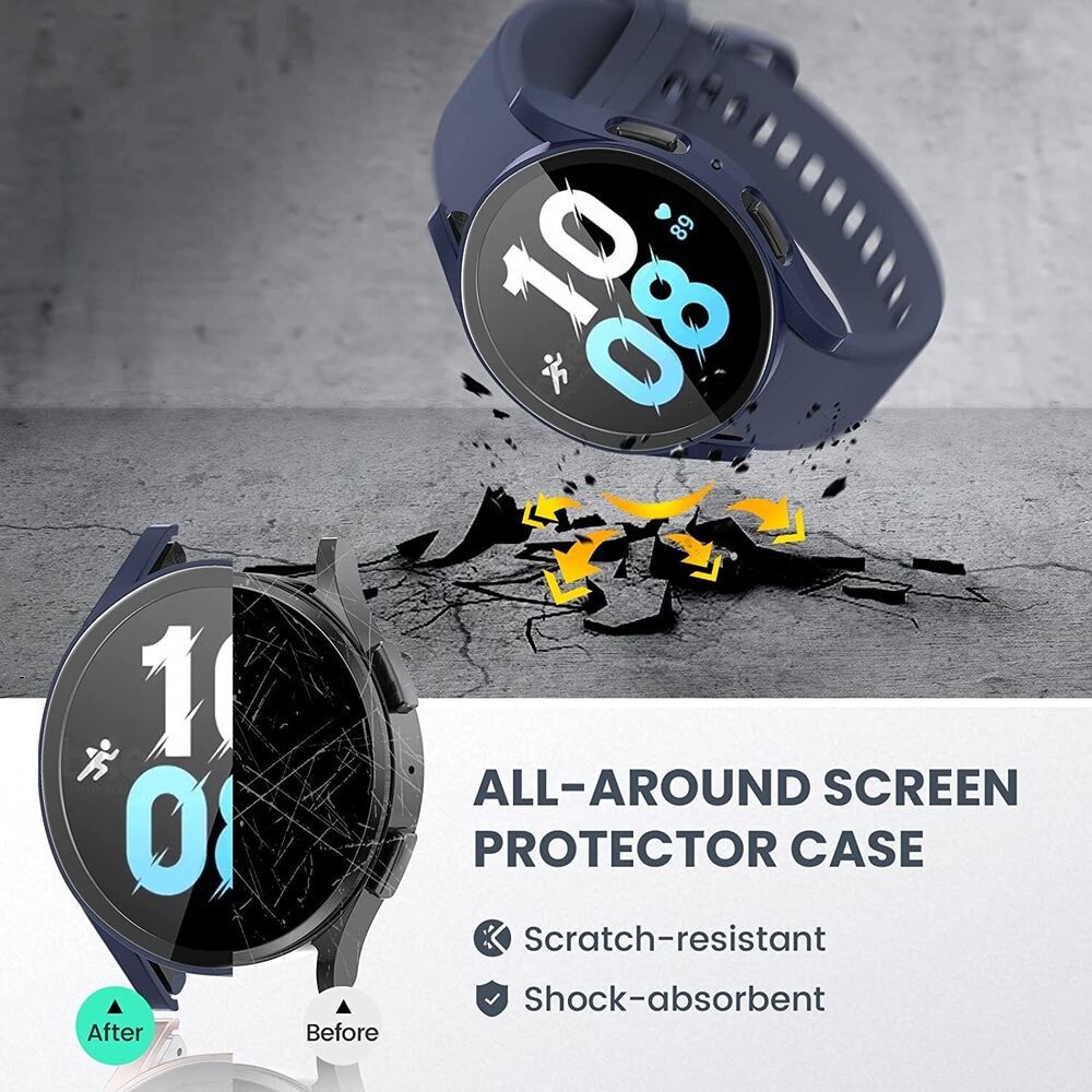 For Samsung Galaxy Watch 6 5 4 Screen Protector Tempered Glass PC Case Cover