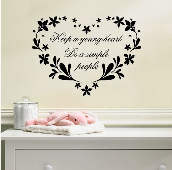 Wall Stickers Removable Keep Young Heart Simple Living Room Decal Art Decor