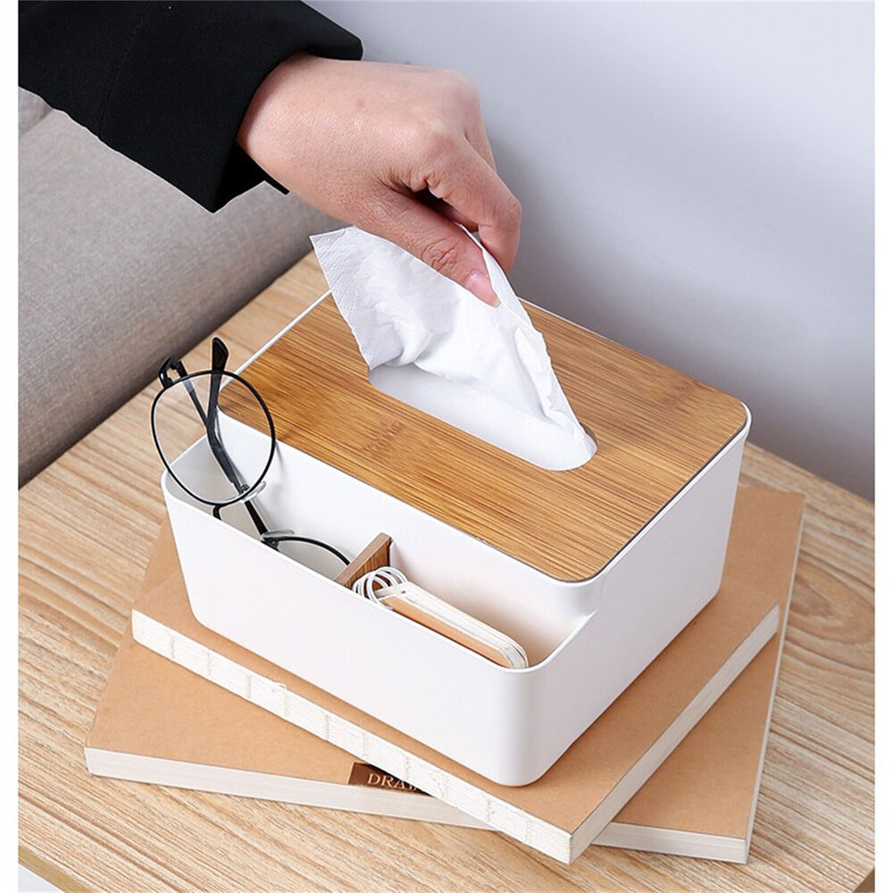 Tissue Box Dispenser Paper Storage Holder Napkin Case Organizer Wooden Cover New