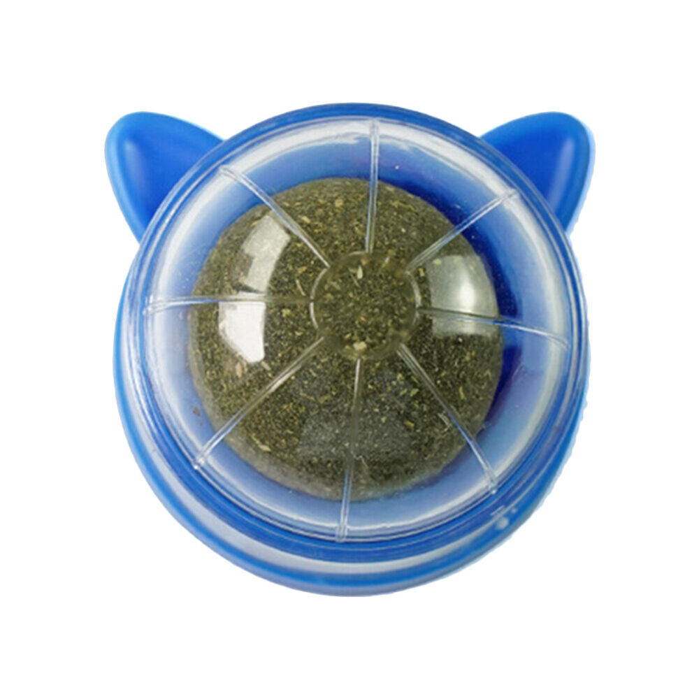 NEW Rotatable Catnip Ball Natural Cats Licking Balls Molar Catnip Snacks (Blue)