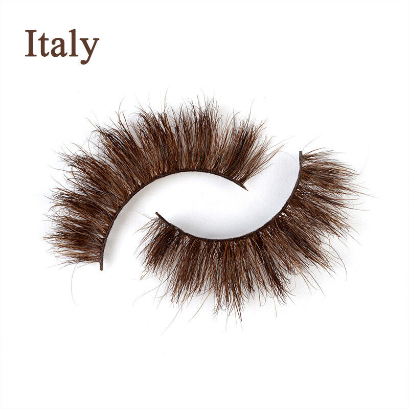 3D Mink Fake Lashes Natural Brown False Colored Eyelashes Thick Long Wispies