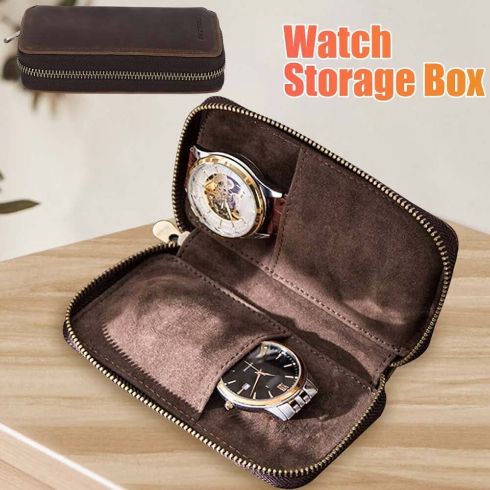 Watch Display Box Leather Travel Case Jewelry Storage Pouch Portable Zipper Bag