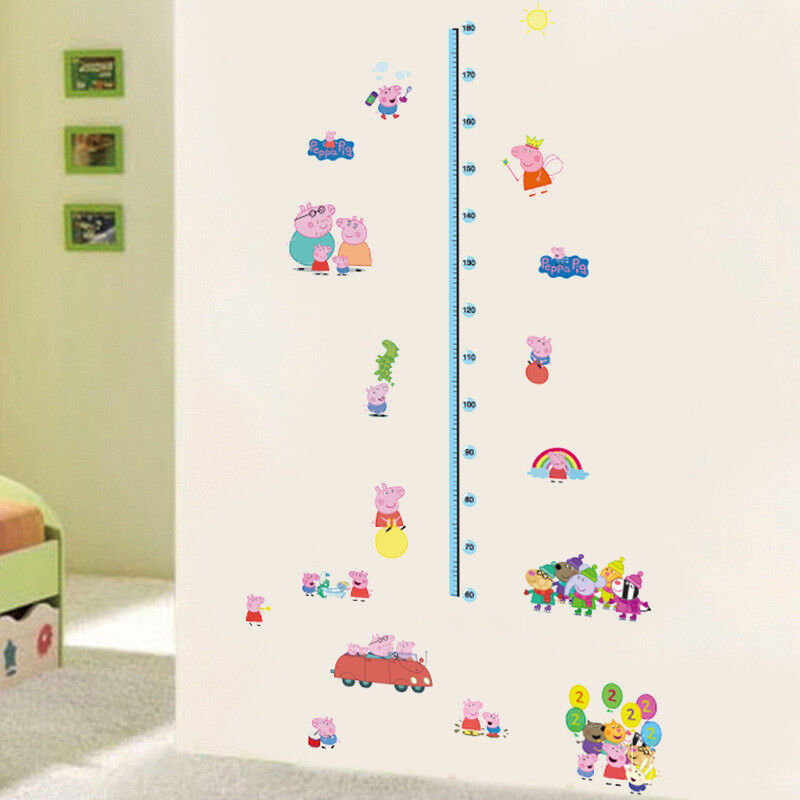 Wall Stickers Removable Peppa Pig Height Kids Nursery Decal Growth Chart